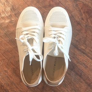 Lucky Brand Luika Woven Sneaker Tan Cream Womens Size 8.5